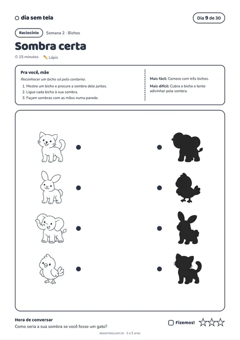 Página Sombra certa na versão em preto e branco para colorir